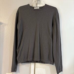 Emile Lafaurie Gray Cotton Long Sleeve Light Weight Sweater Mens Small Minimal